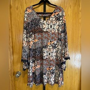 Orange and blue floral dress